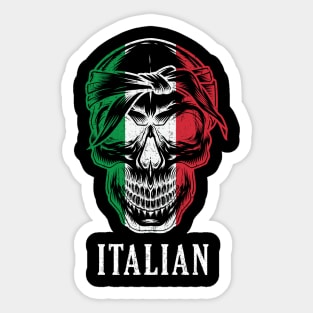 Italy Flag Skull - Cool Italian Culture Grunge Sticker